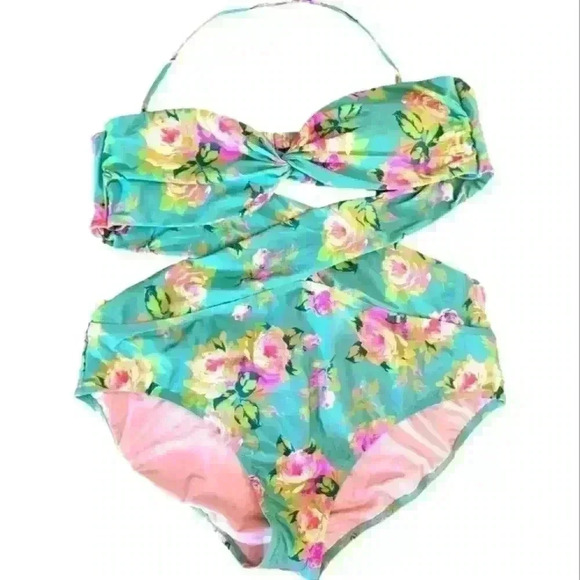 J.Crew Crisscross Cutout Bandeau One-Piece In Rose Garden Plus Size 22 NWTS. - Picture 4 of 7